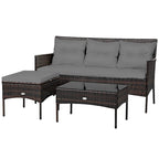 Costway 3PCS Patio Rattan Furniture Set 3-Seat Sofa Cushioned Table - See details