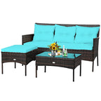Costway 3PCS Patio Rattan Furniture Set 3-Seat Sofa Cushioned Table - See details