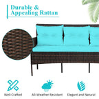 Costway 3PCS Patio Rattan Furniture Set 3-Seat Sofa Cushioned Table - See details