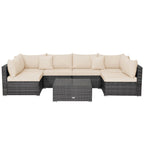 Rattan Furniture Sectional Sofa Cushioned Patio Mix