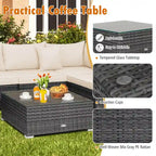 Rattan Furniture Sectional Sofa Cushioned Patio Mix