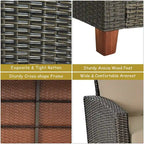 Costway 4PCS Patio Rattan Furniture Set Solid Wood Leg Cushioned Sofa - See Details