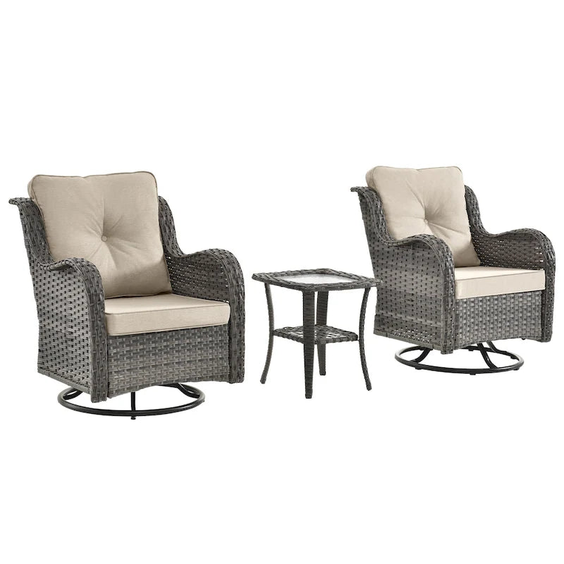 Outdoor Swivel Rocker Chairs with Cushions and Patio Table