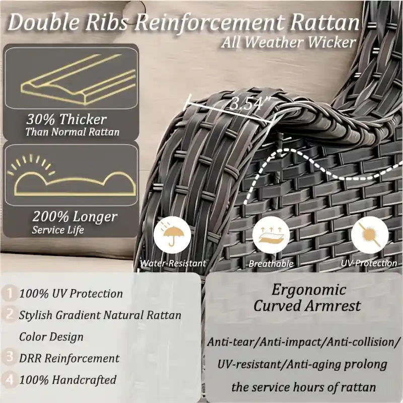 3 Piece Outdoor Swivel Rocker Chairs Set with Cushions and Patio Table