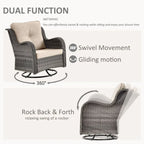 Outdoor Swivel Rocker Chairs with Cushions and Patio Table