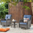 Outdoor Swivel Rocker Chairs with Cushions and Patio Table