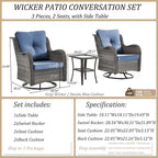 Outdoor Swivel Rocker Chairs with Cushions and Patio Table