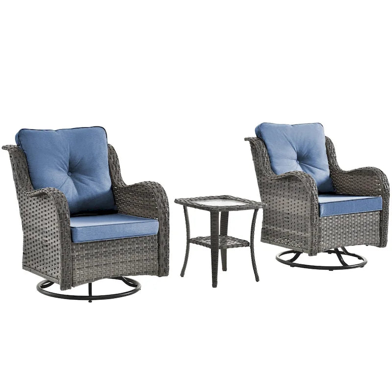 Outdoor Swivel Rocker Chairs with Cushions and Patio Table