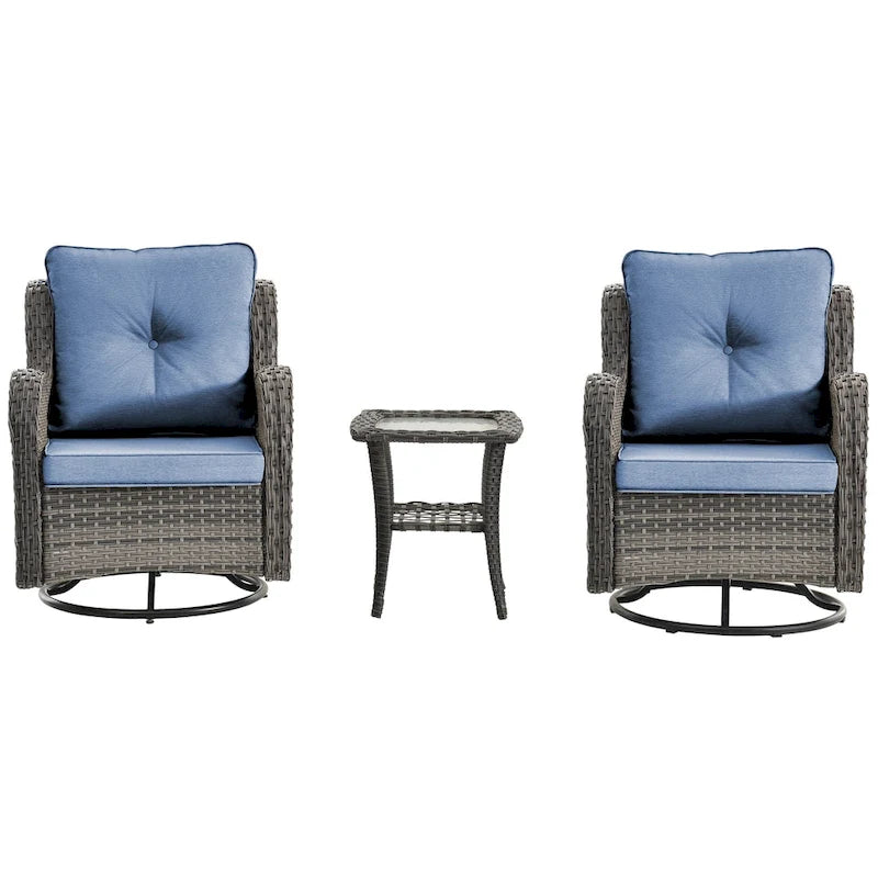 Outdoor Swivel Rocker Chairs with Cushions and Patio Table