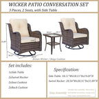 Outdoor Swivel Rocker Chairs with Cushions and Patio Table