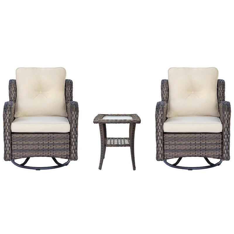 Outdoor Swivel Rocker Chairs with Cushions and Patio Table