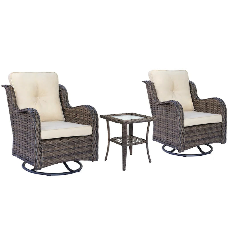 Outdoor Swivel Rocker Chairs with Cushions and Patio Table