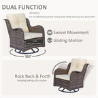 Outdoor Swivel Rocker Chairs with Cushions and Patio Table