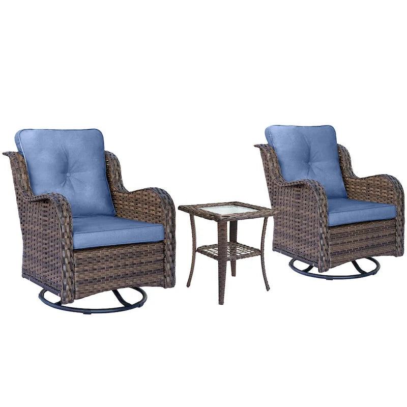 Outdoor Swivel Rocker Chairs with Cushions and Patio Table