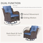 Outdoor Swivel Rocker Chairs with Cushions and Patio Table