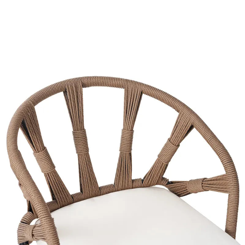 Outdoor Patio Iron Dining with Acacia Wood Armrest