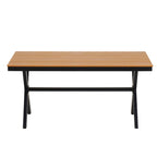 Outdoor Patio Iron Dining with Acacia Wood Armrest