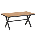 Outdoor Patio Iron Dining with Acacia Wood Armrest