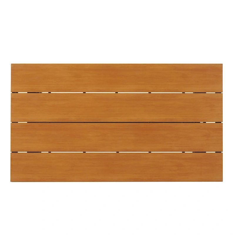 Outdoor Patio Iron Dining with Acacia Wood Armrest