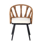 Outdoor Patio Iron Dining with Acacia Wood Armrest