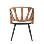 Outdoor Patio Iron Dining with Acacia Wood Armrest