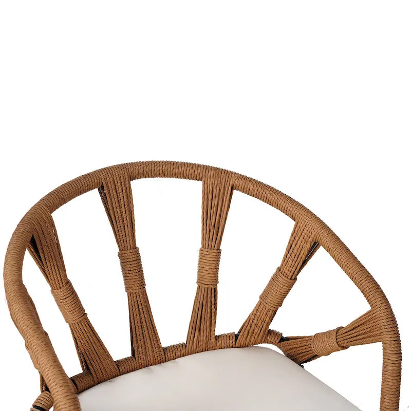 Outdoor Patio Iron Dining with Acacia Wood Armrest