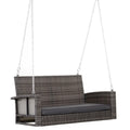 2 Person Wicker Hanging Swing Bench, Front Porch Swing Outdoor Chair with Cushions 550 lbs, Weight Capacity for Backyard, Garden