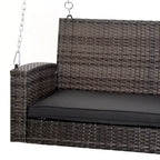 2 Person Wicker Hanging Swing Bench, Front Porch Swing Outdoor Chair with Cushions 550 lbs, Weight Capacity for Backyard, Garden