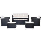 6 Piece Outdoor Patio Furniture Set, All-Weather Wicker Rattan Sectional Sofa Set with 2 Chairs, Ottomans and Coffee Table