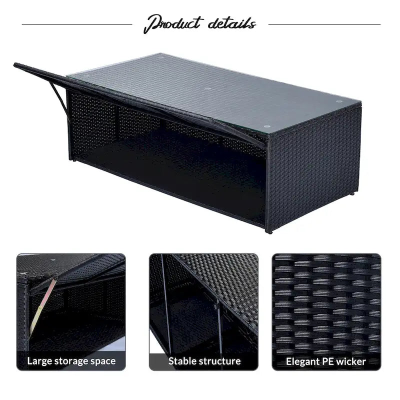 6 Piece Outdoor Patio Furniture Set, All-Weather Wicker Rattan Sectional Sofa Set with 2 Chairs, Ottomans and Coffee Table