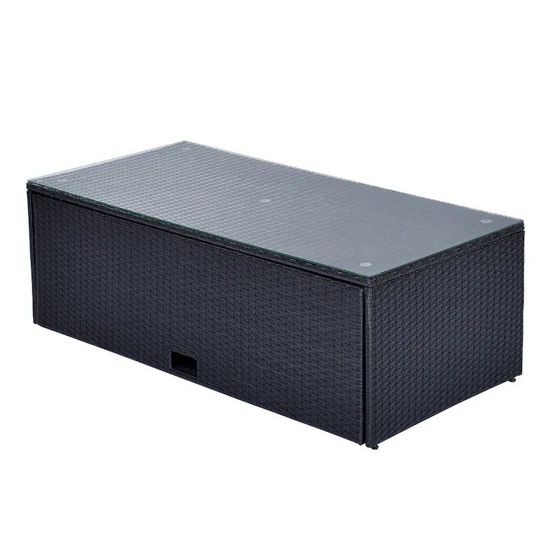 6 Piece Outdoor Patio Furniture Set, All-Weather Wicker Rattan Sectional Sofa Set with 2 Chairs, Ottomans and Coffee Table