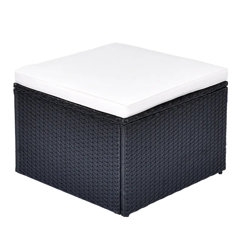 6 Piece Outdoor Patio Furniture Set, All-Weather Wicker Rattan Sectional Sofa Set with 2 Chairs, Ottomans and Coffee Table