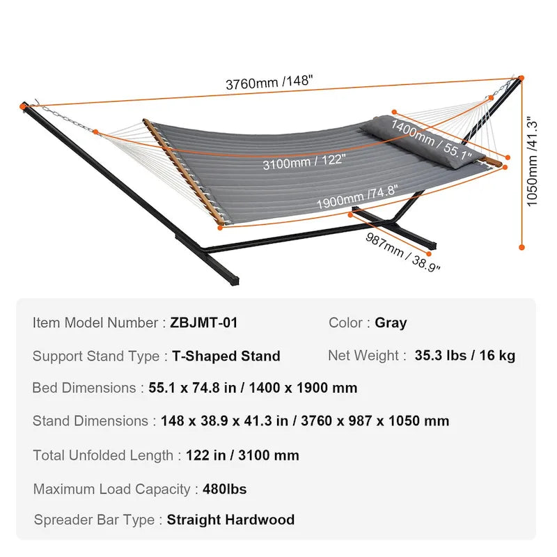 Hammock with Stand Included for Outdoor Freestanding Hammock