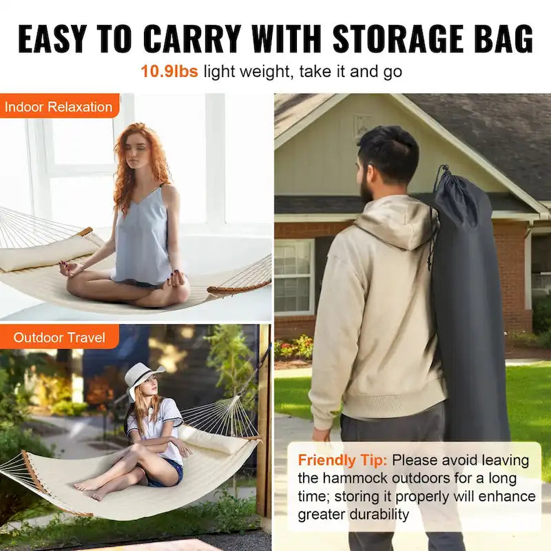 Hammock with Stand Included for Outdoor Freestanding Hammock