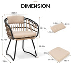 7-PC Outdoor Patio Dining Set Rectangular Aluminum Table with Umbrella Hole with Rattan Chair