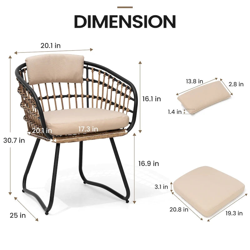 7-PC Outdoor Patio Dining Set Rectangular Aluminum Table with Umbrella Hole with Rattan Chair