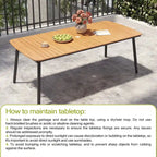 7-PC Outdoor Patio Dining Set Rectangular Aluminum Table with Umbrella Hole with Rattan Chair