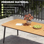 7-PC Outdoor Patio Dining Set Rectangular Aluminum Table with Umbrella Hole with Rattan Chair