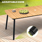 7-PC Outdoor Patio Dining Set Rectangular Aluminum Table with Umbrella Hole with Rattan Chair