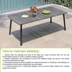 7-PC Outdoor Patio Dining Set Rectangular Aluminum Table with Umbrella Hole with Rattan Chair
