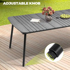 7-PC Outdoor Patio Dining Set Rectangular Aluminum Table with Umbrella Hole with Rattan Chair