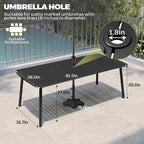 7-PC Outdoor Patio Dining Set Rectangular Aluminum Table with Umbrella Hole with Rattan Chair