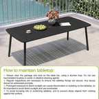 7-PC Outdoor Patio Dining Set Rectangular Aluminum Table with Umbrella Hole with Rattan Chair