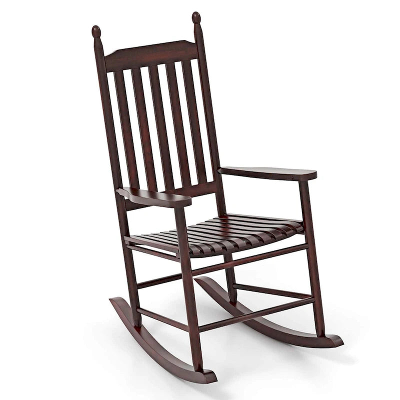 Costway Outdoor Wooden Rocking Chair with Solid Rocking Base Slatted - See Details