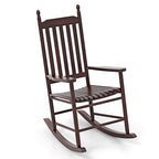 Costway Outdoor Wooden Rocking Chair with Solid Rocking Base Slatted - See Details