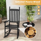 Costway Outdoor Wooden Rocking Chair with Solid Rocking Base Slatted - See Details