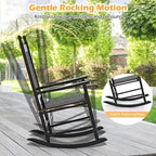Costway Outdoor Wooden Rocking Chair with Solid Rocking Base Slatted - See Details