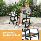 Costway Outdoor Wooden Rocking Chair with Solid Rocking Base Slatted - See Details