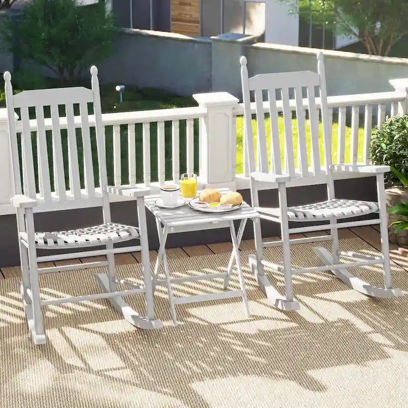 Costway Outdoor Wooden Rocking Chair with Solid Rocking Base Slatted - See Details
