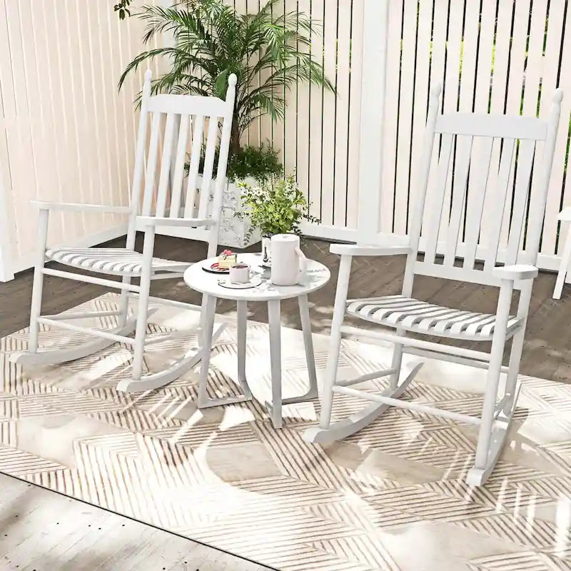 Costway Outdoor Wooden Rocking Chair with Solid Rocking Base Slatted - See Details